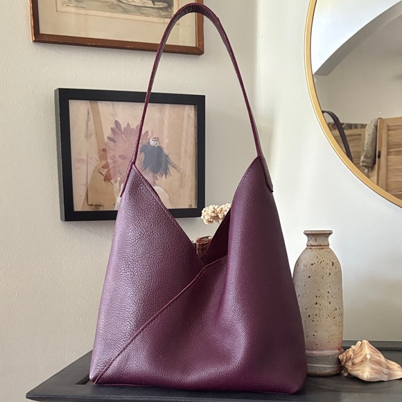 Portland Leather Handbags - Portland Leather Goods Naomi Shoulder Bag in plum large